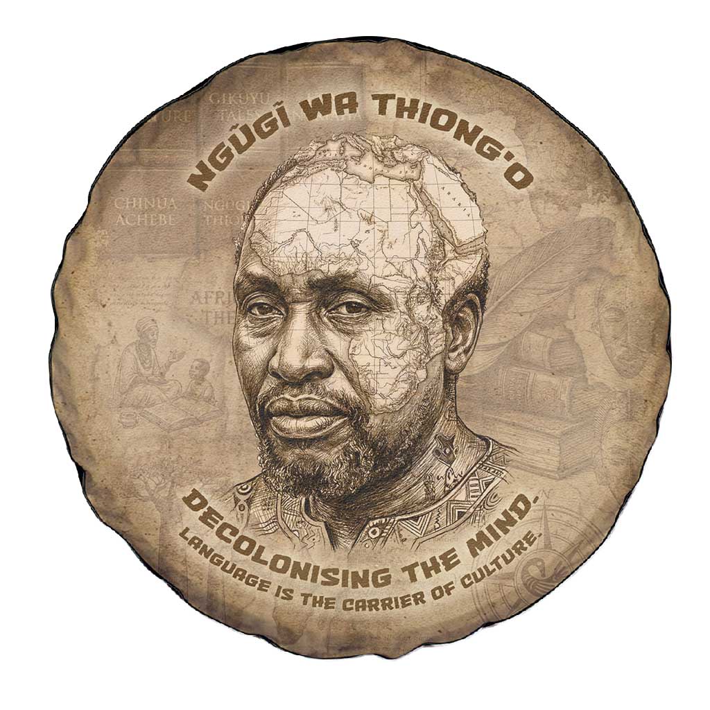 Ngugi wa Thiong O Spare Tire Cover Vintage Map Ancient African Library - Decolonising the Mind - African Pride