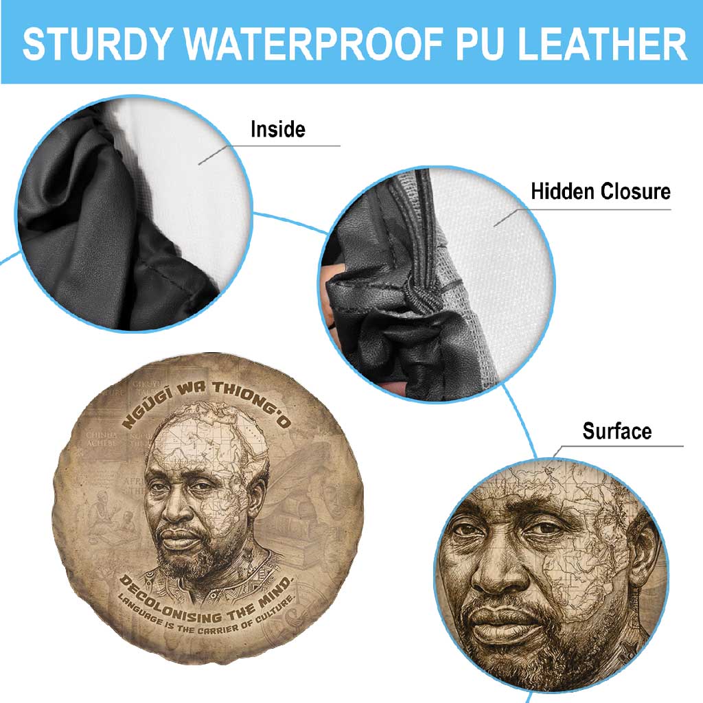 Ngugi wa Thiong O Spare Tire Cover Vintage Map Ancient African Library - Decolonising the Mind - African Pride