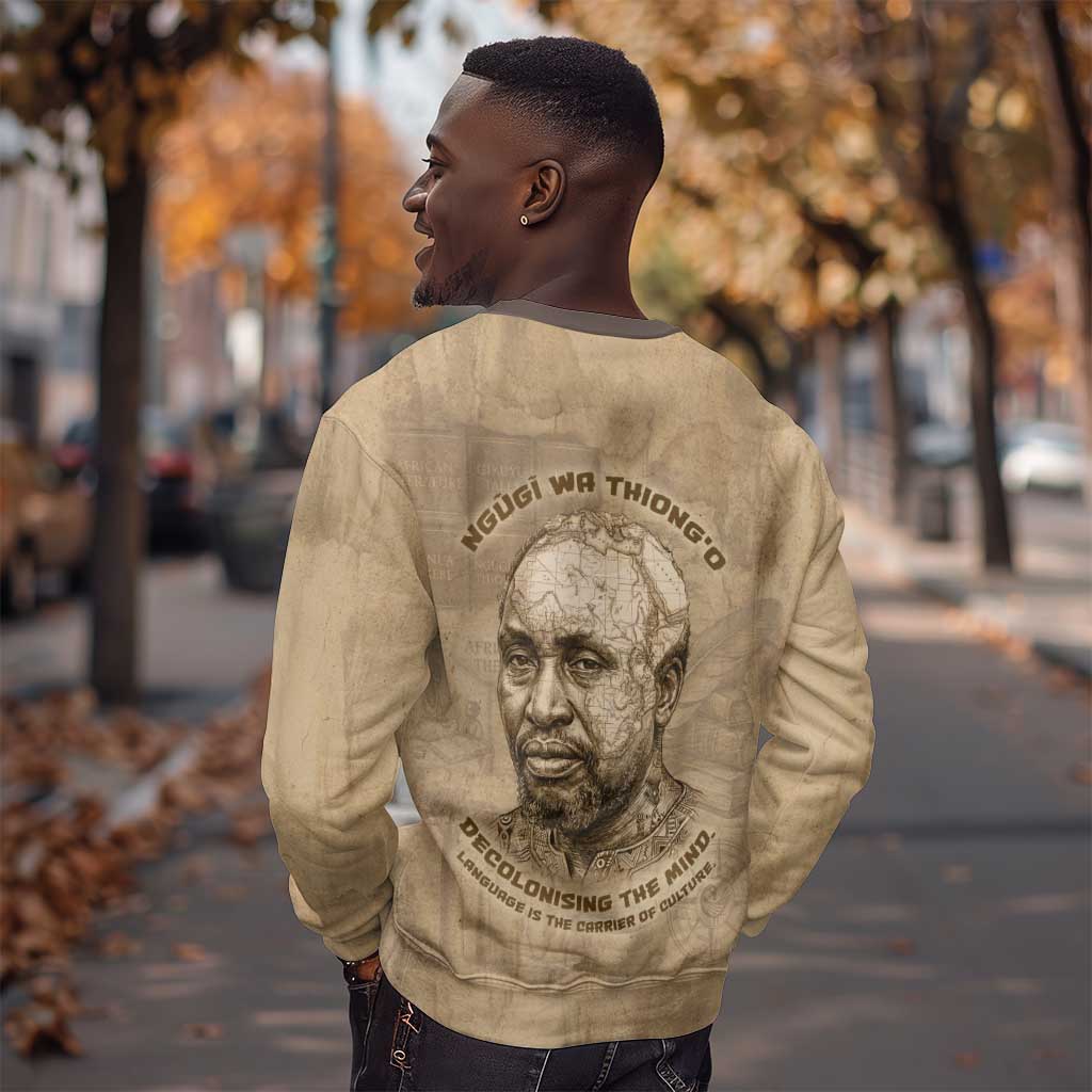Ngugi wa Thiong O Sweatshirt Vintage Map Ancient African Library - Decolonising the Mind - African Pride