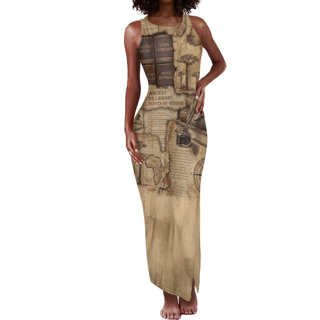 Ngugi wa Thiong O Tank Maxi Dress Vintage Map Ancient African Library - Decolonising the Mind - African Pride