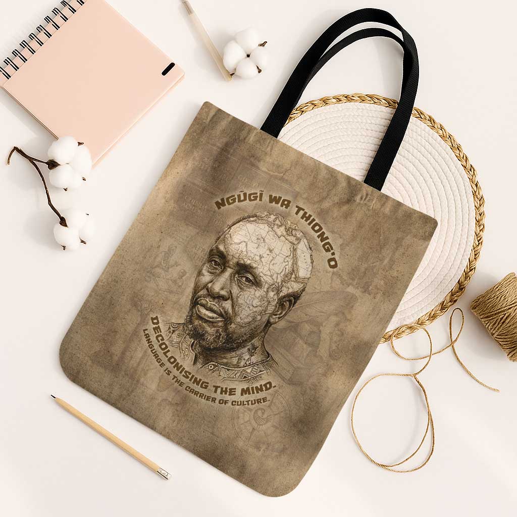 Ngugi wa Thiong O Tote Bag Vintage Map Ancient African Library - Decolonising the Mind - African Pride