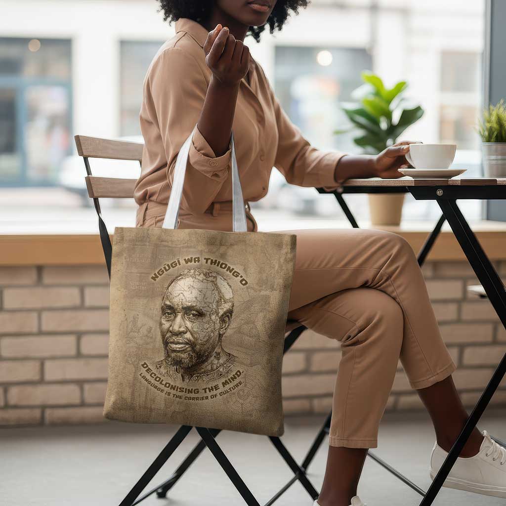 Ngugi wa Thiong O Tote Bag Vintage Map Ancient African Library - Decolonising the Mind - African Pride