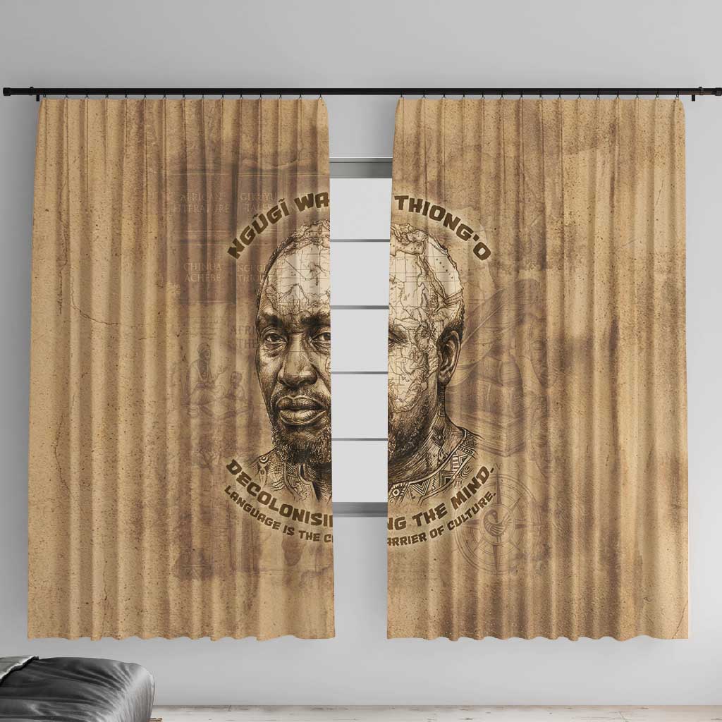Ngugi wa Thiong O Window Curtain Vintage Map Ancient African Library - Decolonising the Mind - African Pride