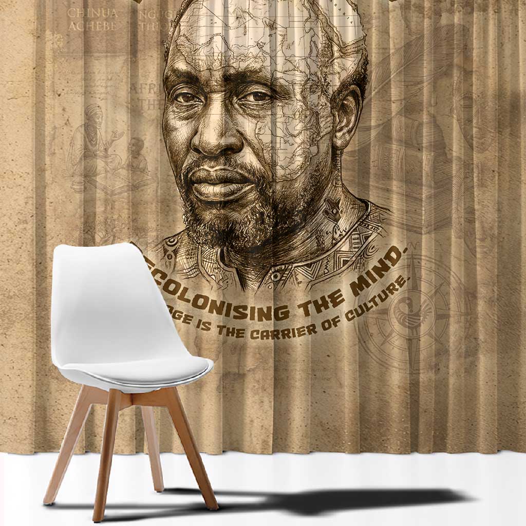 Ngugi wa Thiong O Window Curtain Vintage Map Ancient African Library - Decolonising the Mind - African Pride