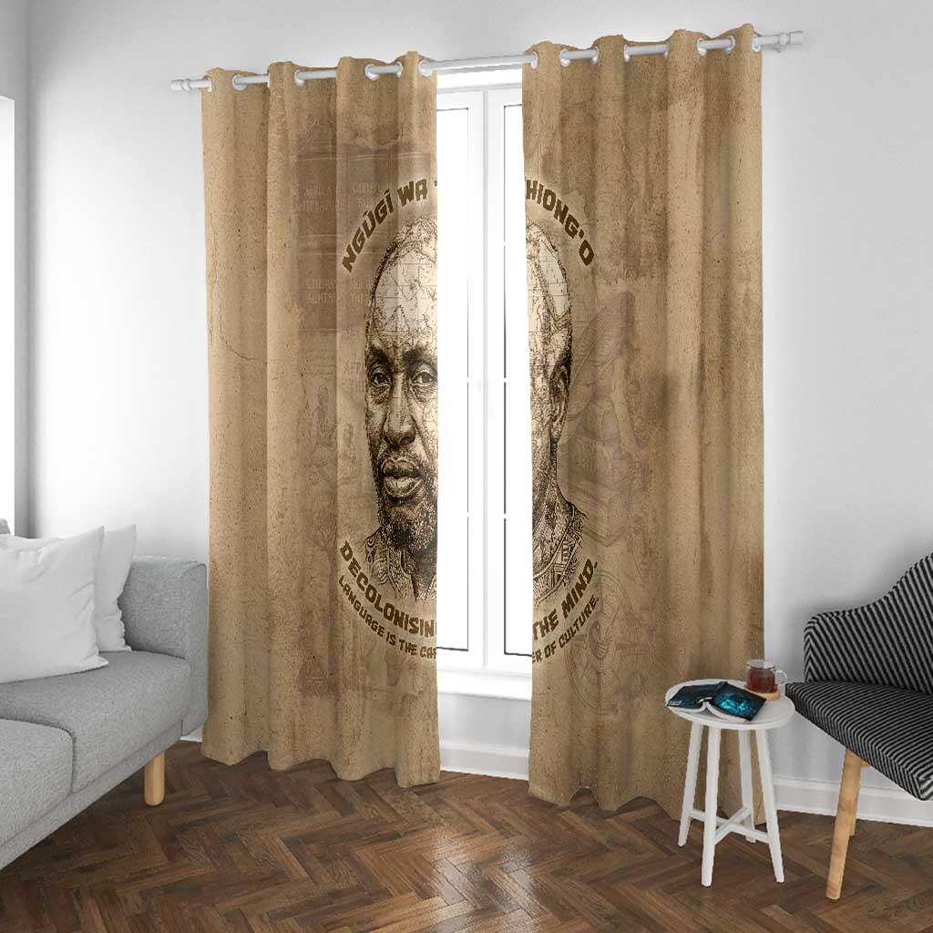 Ngugi wa Thiong O Window Curtain Vintage Map Ancient African Library - Decolonising the Mind - African Pride