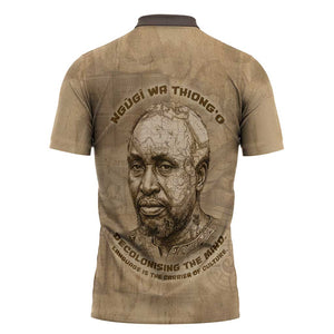 Ngugi wa Thiong O Zipper Polo Shirt Vintage Map Ancient African Library - Decolonising the Mind - African Pride