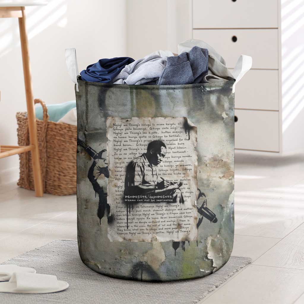 Ngugi wa Thiong O Laundry Basket Graffiti Resist Statement Ink Pen Revolution Fist Literary Activism - African Pride