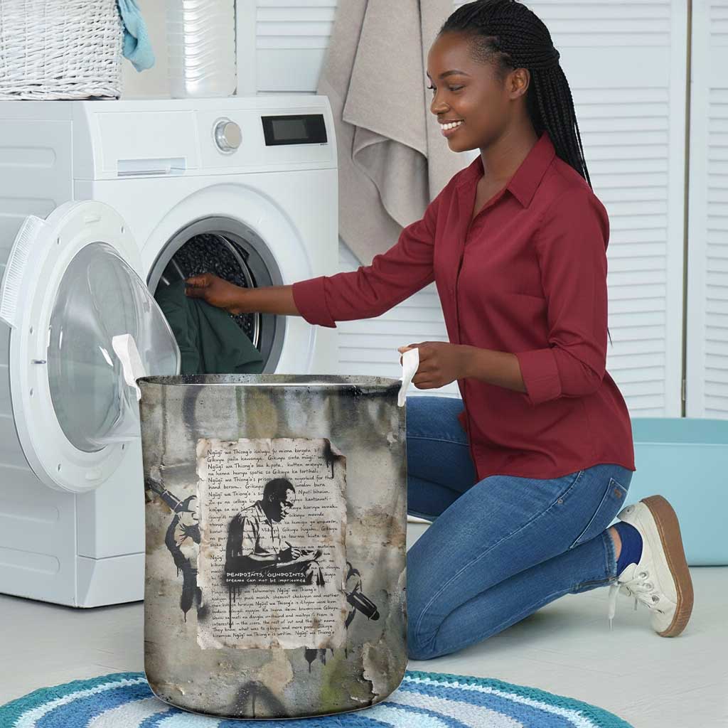 Ngugi wa Thiong O Laundry Basket Graffiti Resist Statement Ink Pen Revolution Fist Literary Activism - African Pride