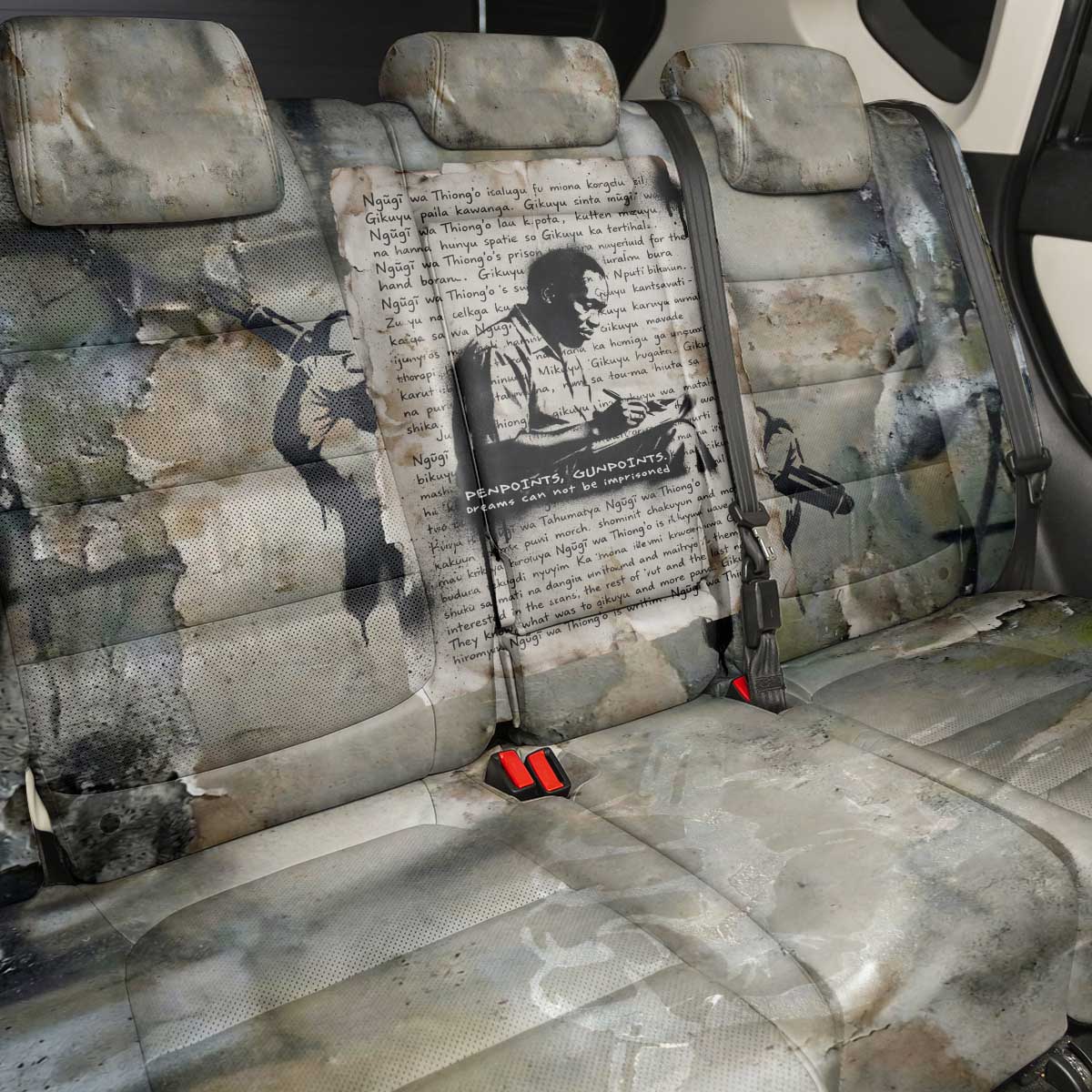 Ngugi wa Thiong O Back Car Seat Cover Graffiti Resist Statement Ink Pen Revolution Fist Literary Activism - African Pride