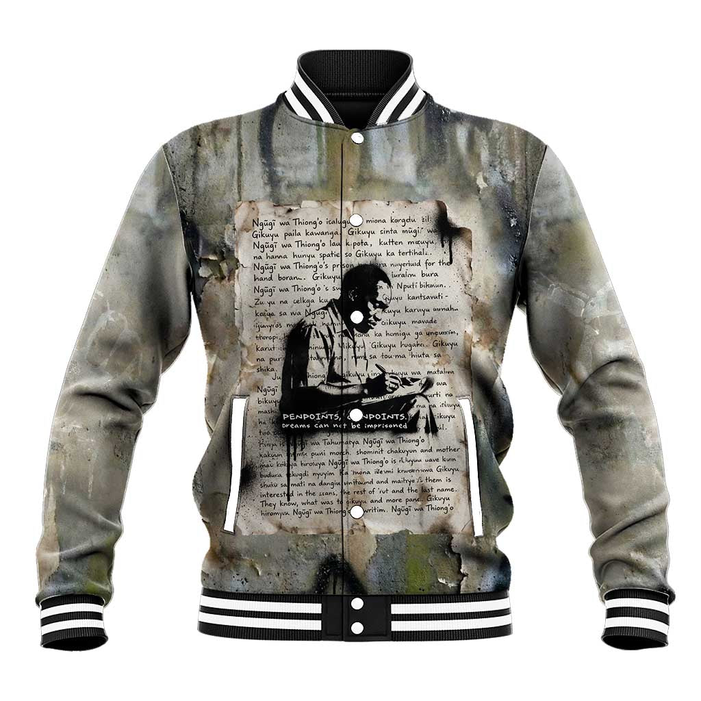 Ngugi wa Thiong O Baseball Jacket Graffiti Resist Statement Ink Pen Revolution Fist Literary Activism - African Pride