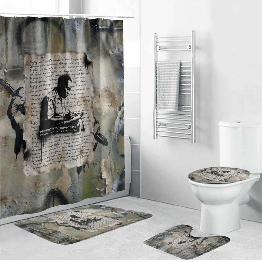 Ngugi wa Thiong O Bathroom Set Graffiti Resist Statement Ink Pen Revolution Fist Literary Activism - African Pride