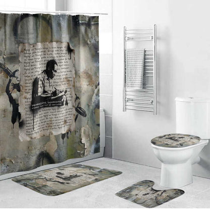 Ngugi wa Thiong O Bathroom Set Graffiti Resist Statement Ink Pen Revolution Fist Literary Activism - African Pride