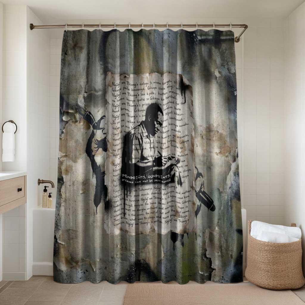 Ngugi wa Thiong O Bathroom Set Graffiti Resist Statement Ink Pen Revolution Fist Literary Activism - African Pride