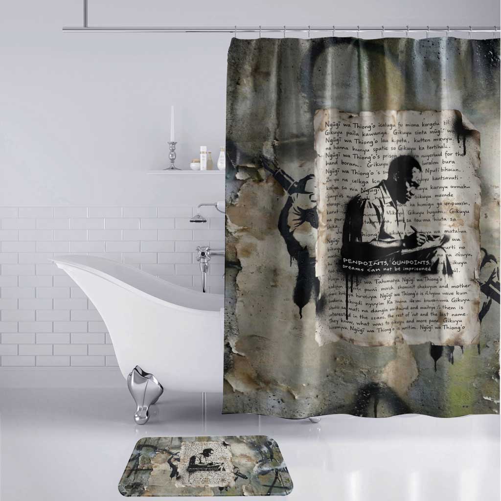 Ngugi wa Thiong O Bathroom Set Graffiti Resist Statement Ink Pen Revolution Fist Literary Activism - African Pride