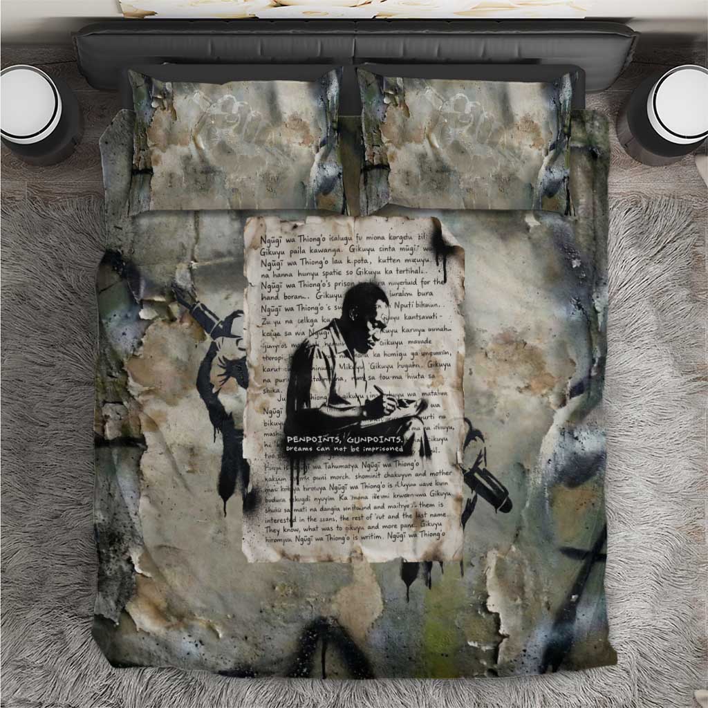 Ngugi wa Thiong O Bedding Set Graffiti Resist Statement Ink Pen Revolution Fist Literary Activism - African Pride