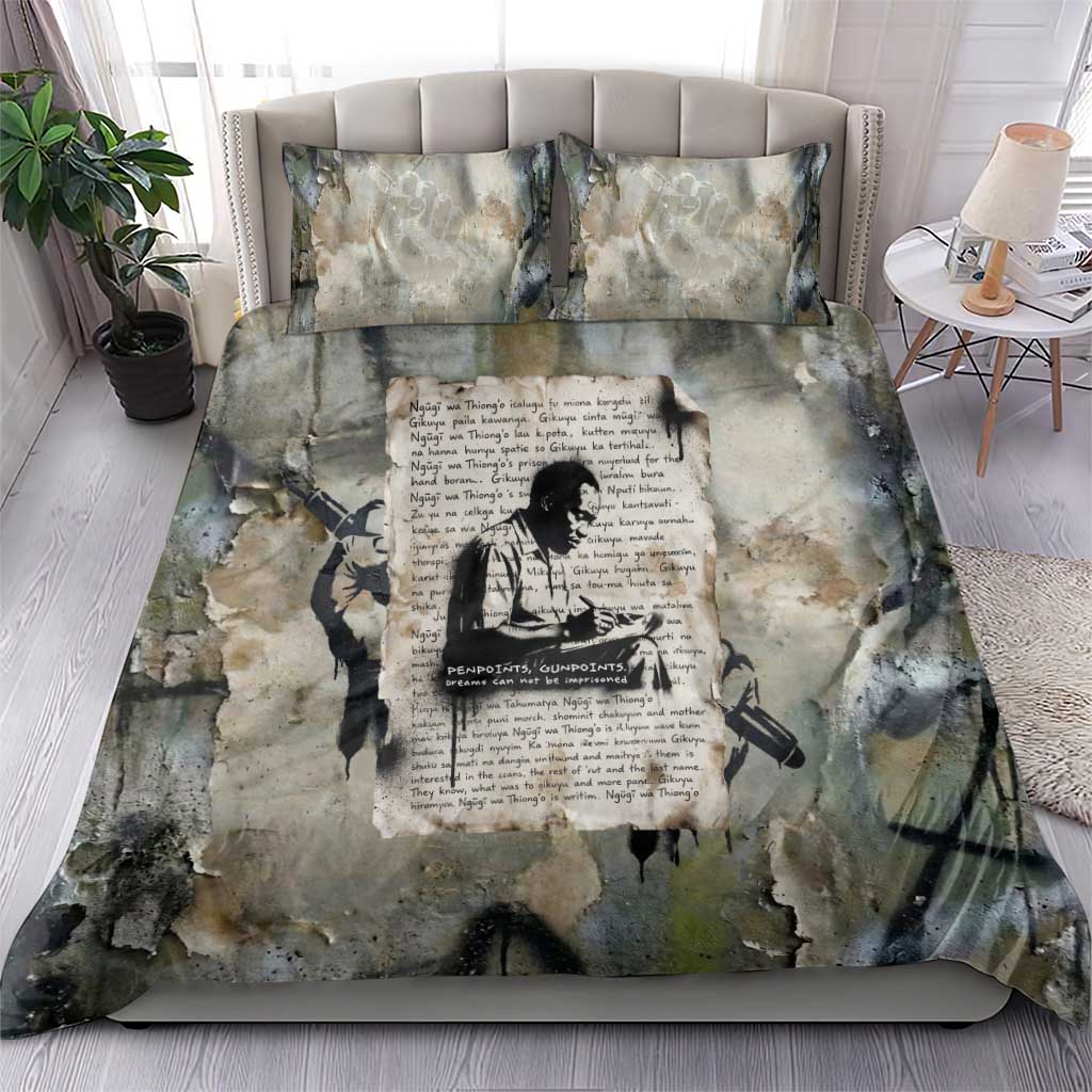 Ngugi wa Thiong O Bedding Set Graffiti Resist Statement Ink Pen Revolution Fist Literary Activism - African Pride