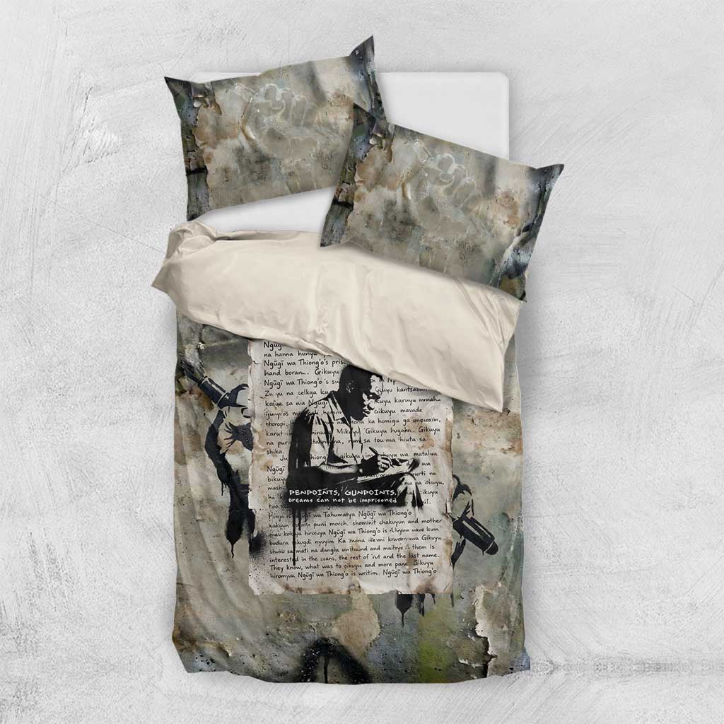 Ngugi wa Thiong O Bedding Set Graffiti Resist Statement Ink Pen Revolution Fist Literary Activism - African Pride