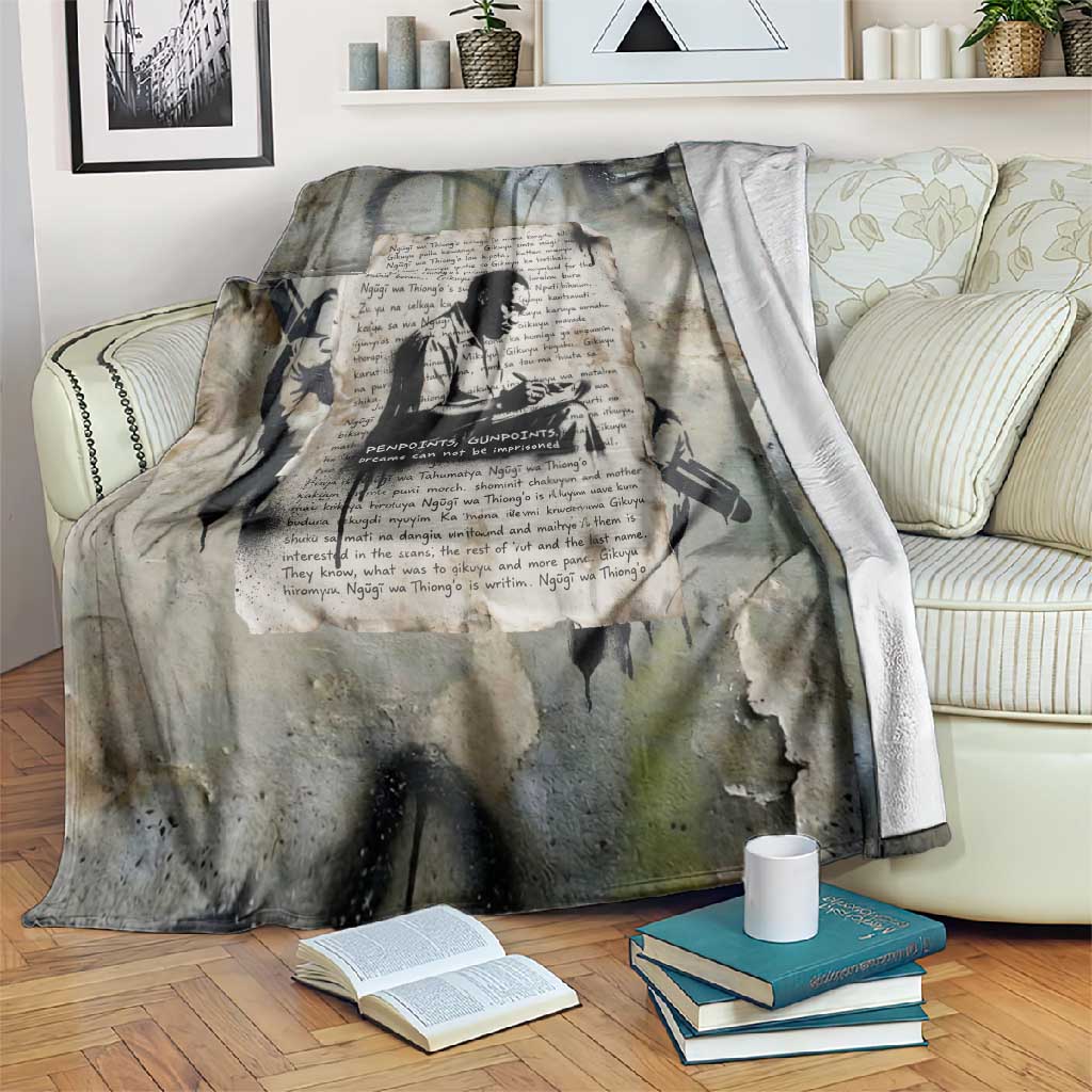 Ngugi wa Thiong O Blanket Graffiti Resist Statement Ink Pen Revolution Fist Literary Activism - African Pride