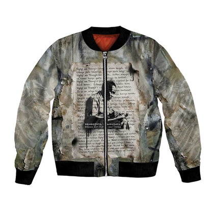 Ngugi wa Thiong O Bomber Jacket Graffiti Resist Statement Ink Pen Revolution Fist Literary Activism - African Pride