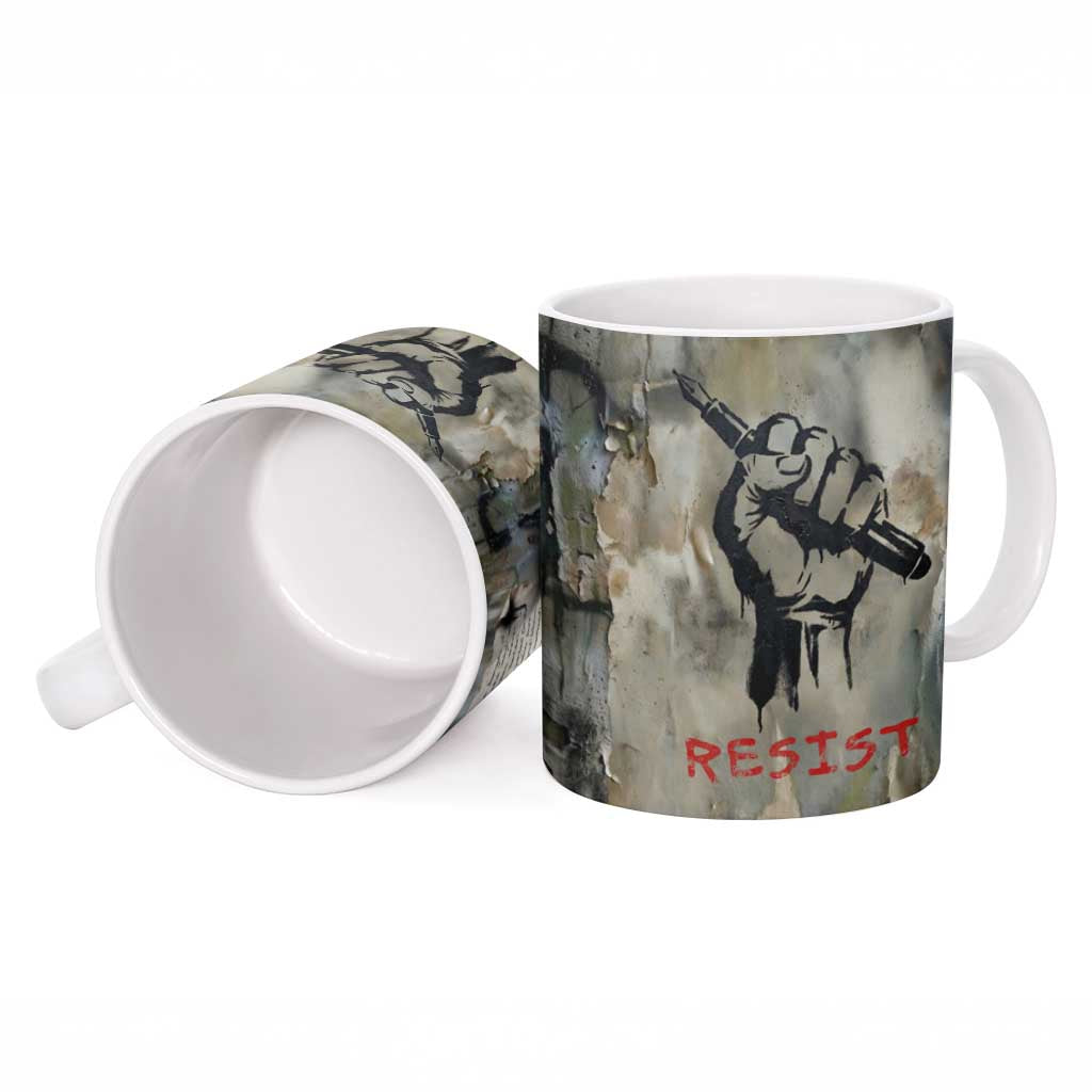 Ngugi wa Thiong O Ceramic Mug Graffiti Resist Statement Ink Pen Revolution Fist Literary Activism - African Pride