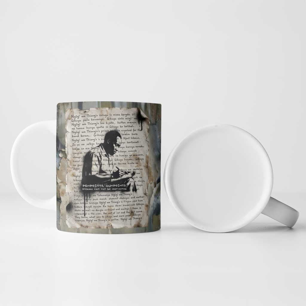 Ngugi wa Thiong O Ceramic Mug Graffiti Resist Statement Ink Pen Revolution Fist Literary Activism - African Pride
