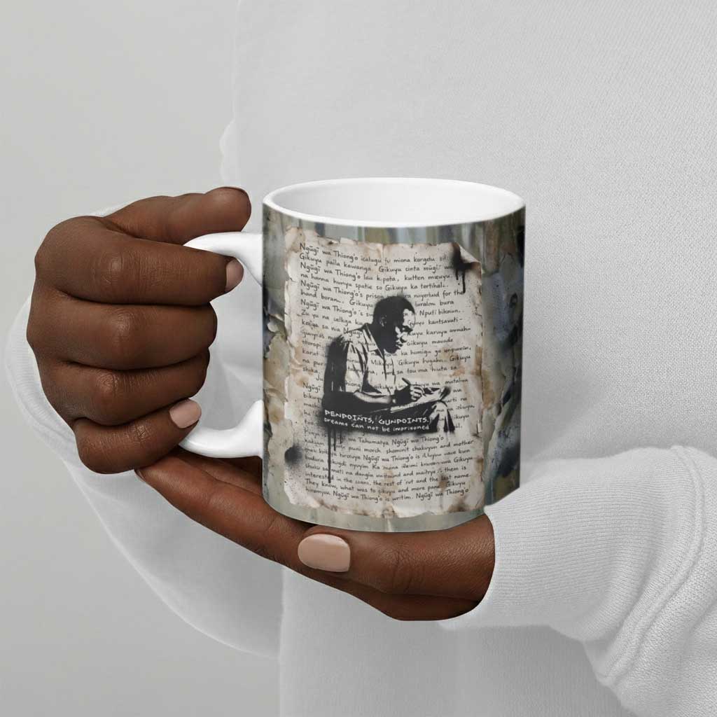 Ngugi wa Thiong O Ceramic Mug Graffiti Resist Statement Ink Pen Revolution Fist Literary Activism - African Pride