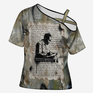 Ngugi wa Thiong O Cross Shoulder Shirt Graffiti Resist Statement Ink Pen Revolution Fist Literary Activism - African Pride