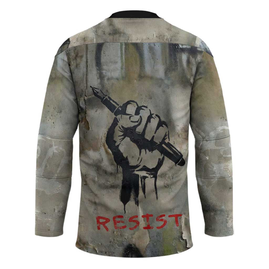 Ngugi wa Thiong O Hockey Jersey Graffiti Resist Statement Ink Pen Revolution Fist Literary Activism - African Pride