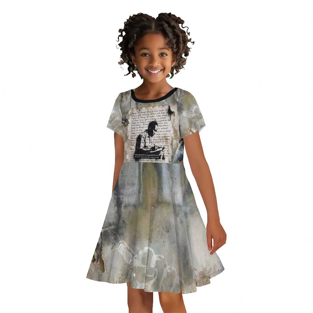 Ngugi wa Thiong O Kid Short Sleeve Dress Graffiti Resist Statement Ink Pen Revolution Fist Literary Activism - African Pride