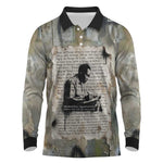 Ngugi wa Thiong O Long Sleeve Polo Shirt Graffiti Resist Statement Ink Pen Revolution Fist Literary Activism - African Pride