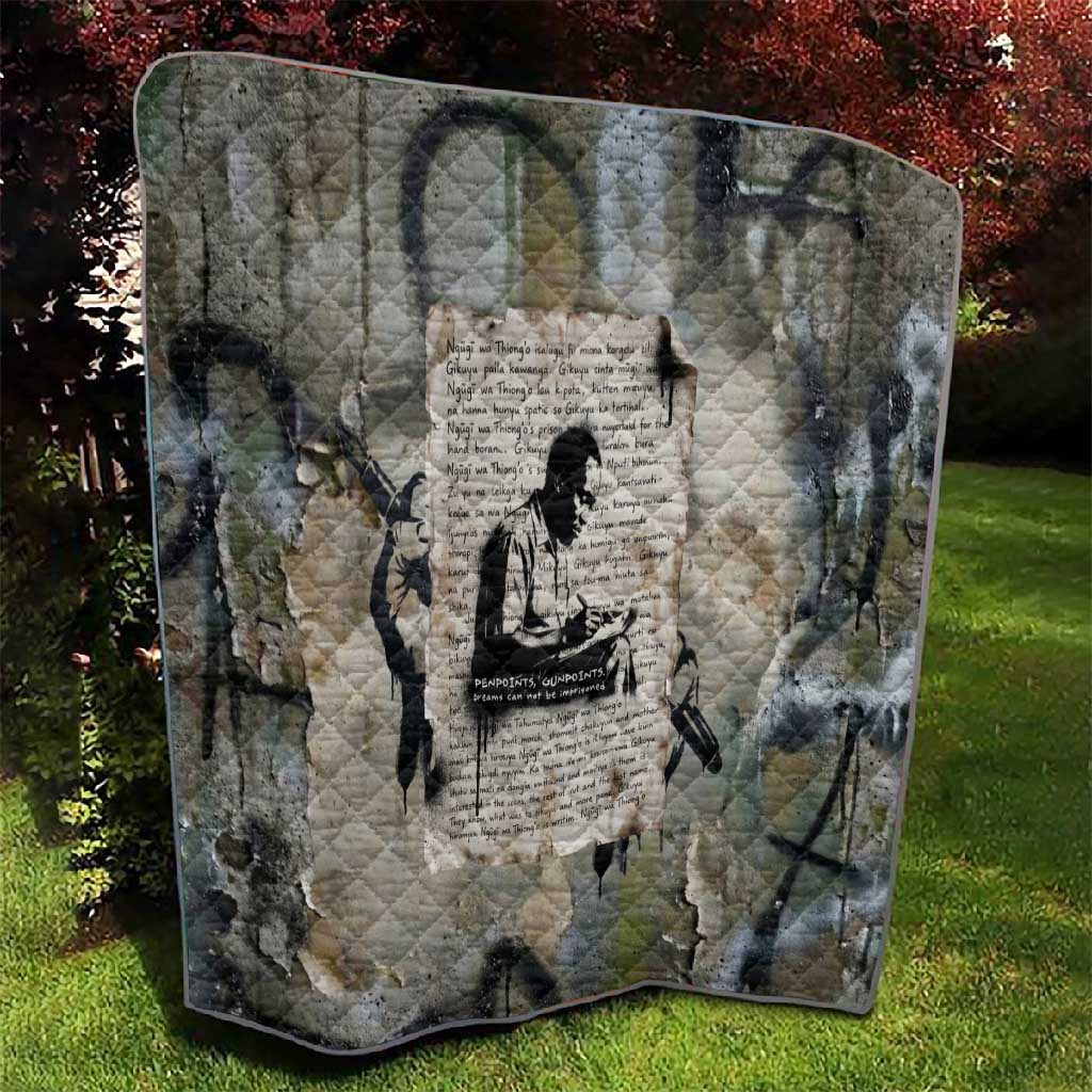 Ngugi wa Thiong O Quilt Graffiti Resist Statement Ink Pen Revolution Fist Literary Activism - African Pride