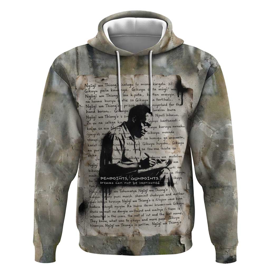 Ngugi wa Thiong O Zip Hoodie Graffiti Resist Statement Ink Pen Revolution Fist Literary Activism - African Pride