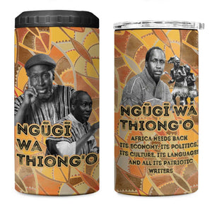Ngugi wa Thiong O 4 in 1 Can Cooler Tumbler African Literary Icon Portrait Cultural Revival - African Pride