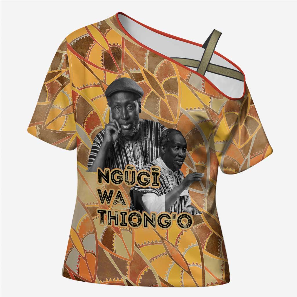 Ngugi wa Thiong O Cross Shoulder Shirt African Literary Icon Portrait Cultural Revival - African Pride