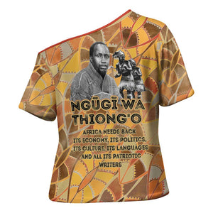 Ngugi wa Thiong O Cross Shoulder Shirt African Literary Icon Portrait Cultural Revival - African Pride
