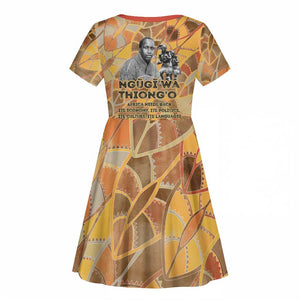 Ngugi wa Thiong O Kid Short Sleeve Dress African Literary Icon Portrait Cultural Revival - African Pride