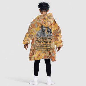 Ngugi wa Thiong O Kid Wearable Blanket Hoodie African Literary Icon Portrait Cultural Revival - African Pride