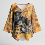 Ngugi wa Thiong O Kimono Sleeve Blouse African Literary Icon Portrait Cultural Revival - African Pride