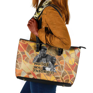 Ngugi wa Thiong O Leather Tote Bag African Literary Icon Portrait Cultural Revival - African Pride