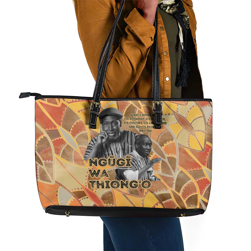 Ngugi wa Thiong O Leather Tote Bag African Literary Icon Portrait Cultural Revival - African Pride