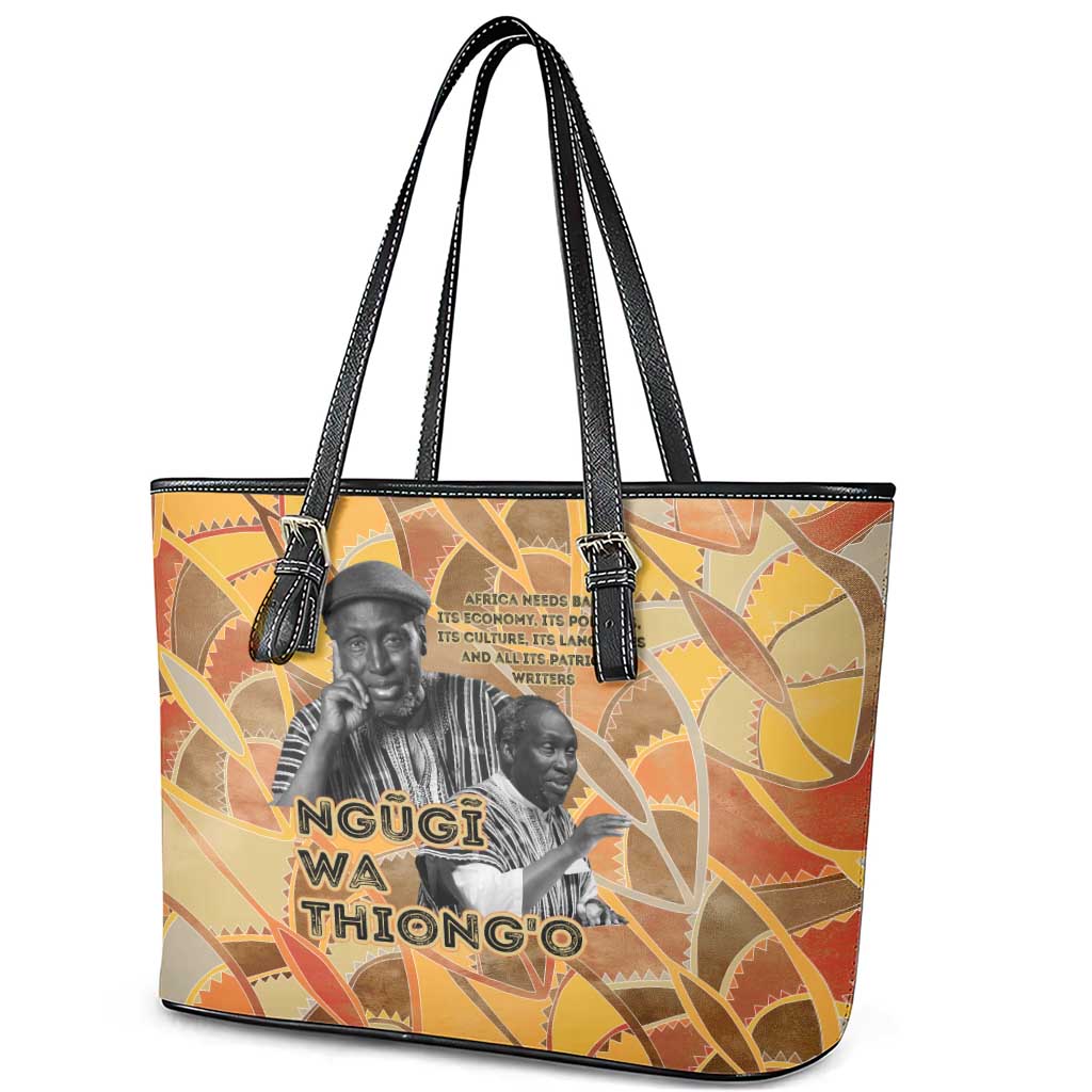 Ngugi wa Thiong O Leather Tote Bag African Literary Icon Portrait Cultural Revival - African Pride