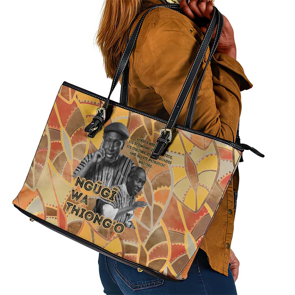 Ngugi wa Thiong O Leather Tote Bag African Literary Icon Portrait Cultural Revival - African Pride