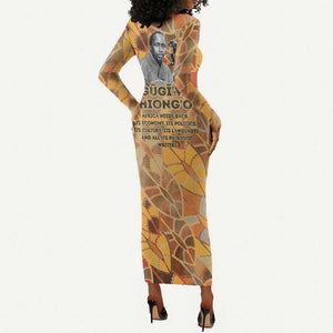 Ngugi wa Thiong O Long Sleeve Bodycon Dress African Literary Icon Portrait Cultural Revival - African Pride
