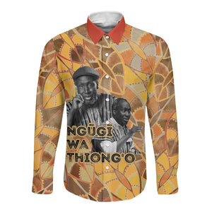 Ngugi wa Thiong O Long Sleeve Button Shirt African Literary Icon Portrait Cultural Revival - African Pride
