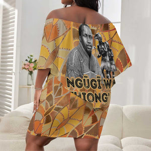 Ngugi wa Thiong O Off Shoulder Short Dress African Literary Icon Portrait Cultural Revival - African Pride