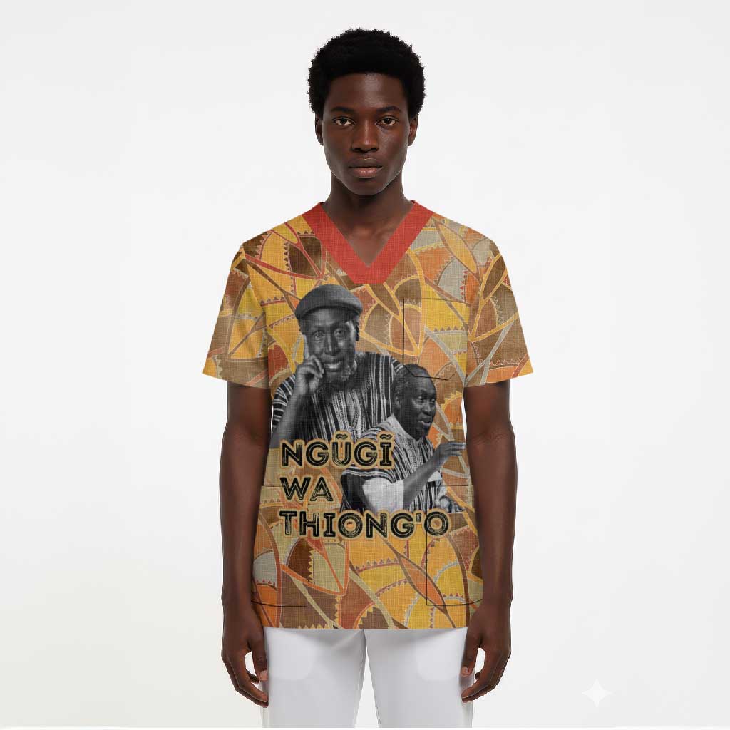 Ngugi wa Thiong O Scrub Top African Literary Icon Portrait Cultural Revival - African Pride