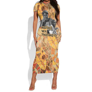 Ngugi wa Thiong O Short Sleeve Bodycon Dress African Literary Icon Portrait Cultural Revival - African Pride