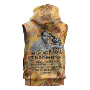 Ngugi wa Thiong O Sleeveless Zip Hoodie African Literary Icon Portrait Cultural Revival - African Pride