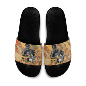 Ngugi wa Thiong O Slide Sandals African Literary Icon Portrait Cultural Revival - African Pride