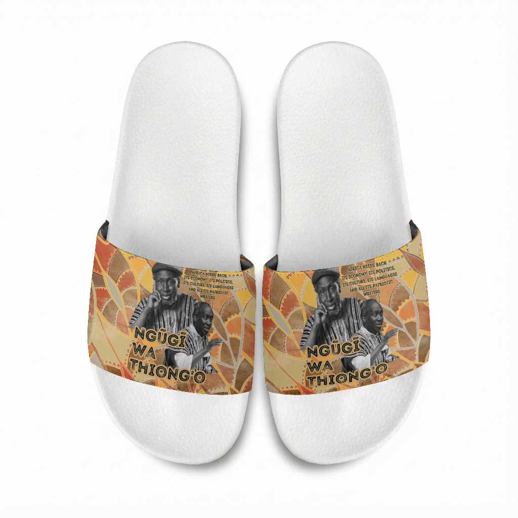 Ngugi wa Thiong O Slide Sandals African Literary Icon Portrait Cultural Revival - African Pride